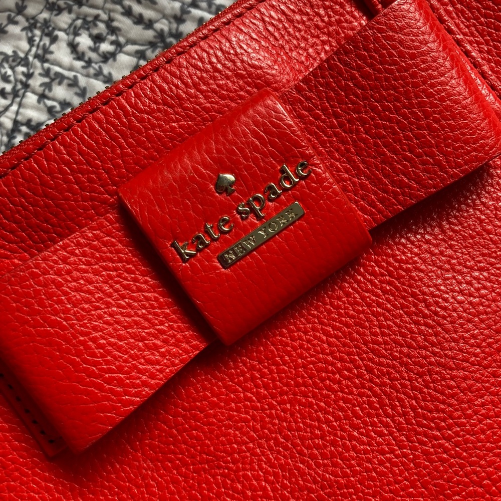 Kate Spade Red Leather Bow Satchel Crossbody Bag - Picture 8 of 13